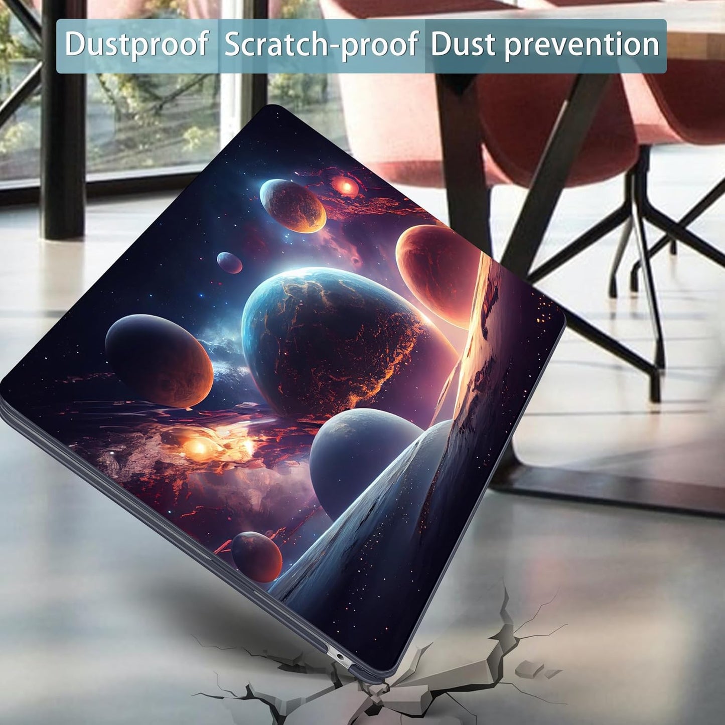 Mektron for 2025 M4 MacBook Air 13.6 Inch A3240 Case Fits 2023 A2681 M2 2024 A3113 M3 Chip with Liquid Retina Display Touch ID, Printed Plastic Hard Shell Cover for MacBook Air 13.6", Planets