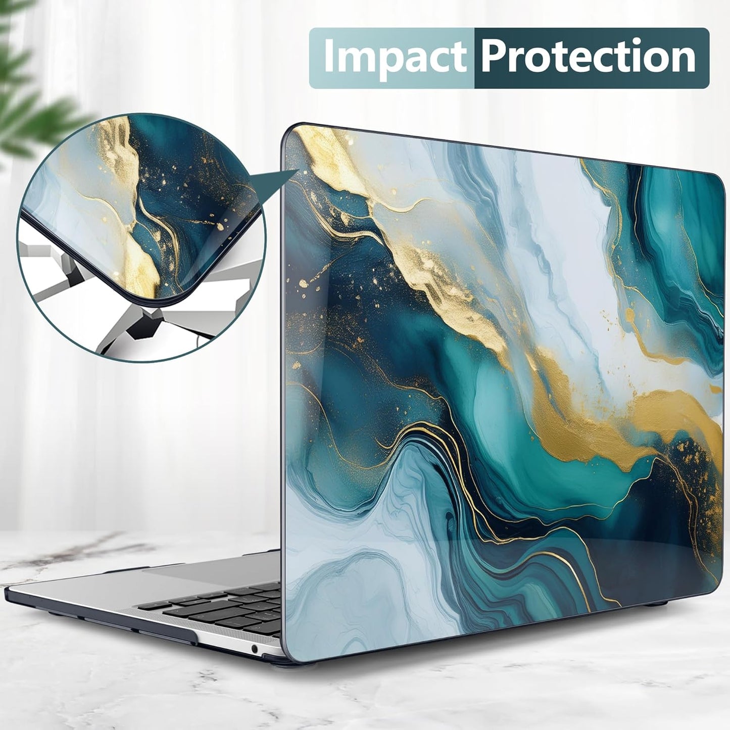 TWOLSKOO Compatible with MacBook Pro 13 inch Case 2023-2016 A2338 M2/M1 A2251 A2289 A2159 A1989 A1706, Plastic Hard Shell Cover & Keyboard Skin & Screen Protector, Graphite Marble