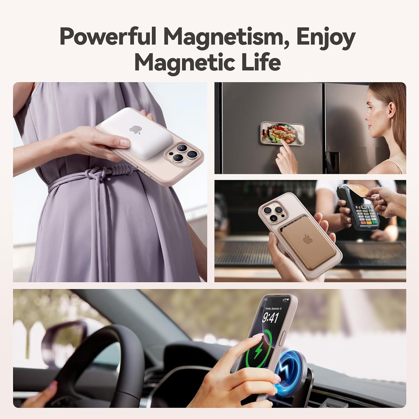 CASEKOO Designed for iPhone 16 Pro Case with Magnetic Invisible Stand [Military Drop Protection] [Compatible with MagSafe] Shockproof Slim Matte Translucent Case 6.3 Inch, Desert Gold