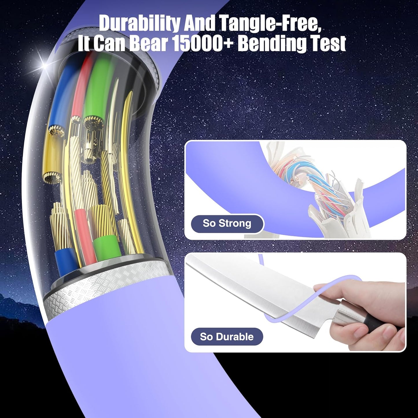 3-Pack Purple [3.3FT+6.6FT+10FT] 60W USB C to USB C Cable, Type C Fast Charging Cable for iPhone 16 15 Pro Plus Pro Max，for Galaxy S24 S23, for iPad Pro/Air, for MacBook Pro/Air and More