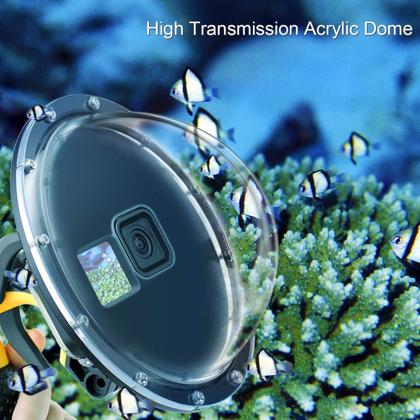 Dome Port for GoPro Hero 9 10 11 12 13 Black- Underwater Waterproof Dome Port Housing Case + Floating Hand Grip + Trigger Accessories for GoPro Action Cameras