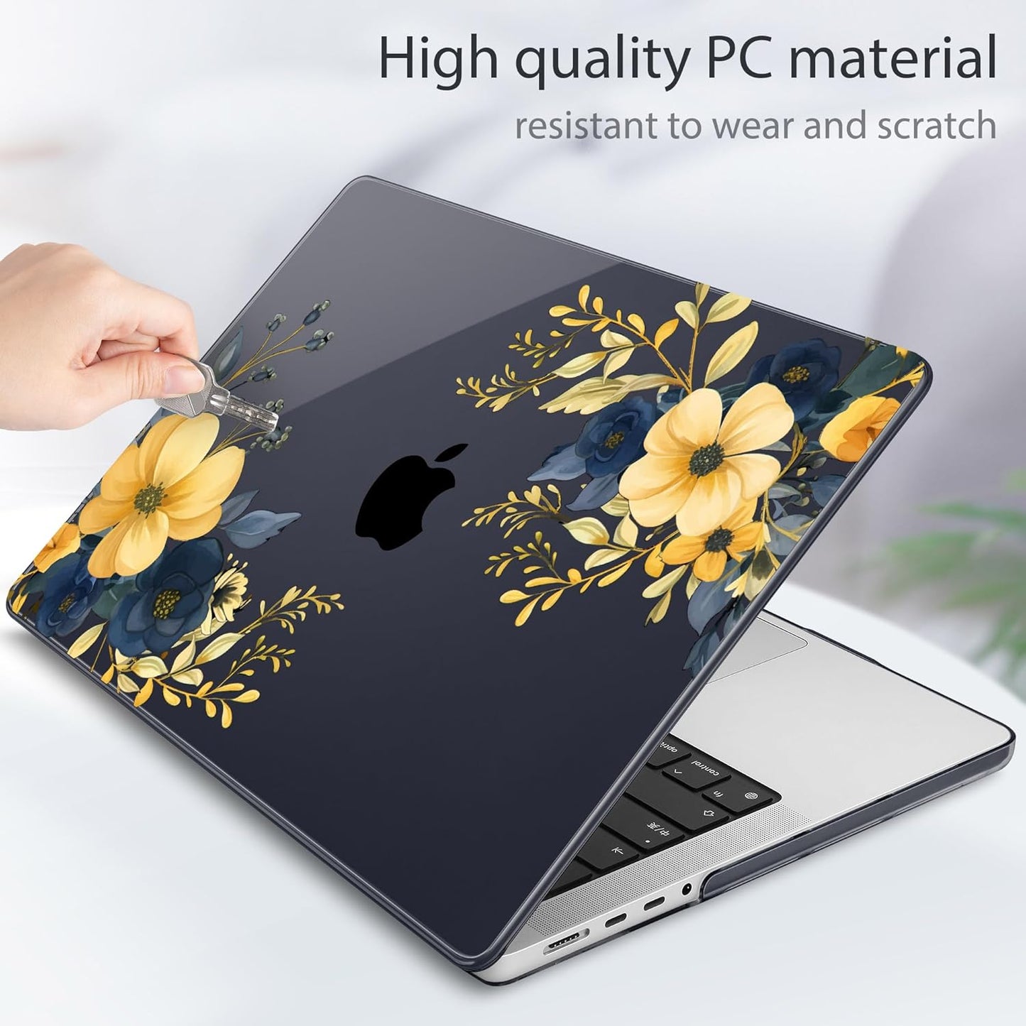 Tuiklol for MacBook Pro 14 Inch Case 2024-2021 Release M4 A3112 A3401 A3185/M3 A2918 A2992/M2 A2779/M1 A2442 Pro/Max,Hard Shell Case with Keyboard Cover & Screen Protector for Touch ID,Leaves & flower