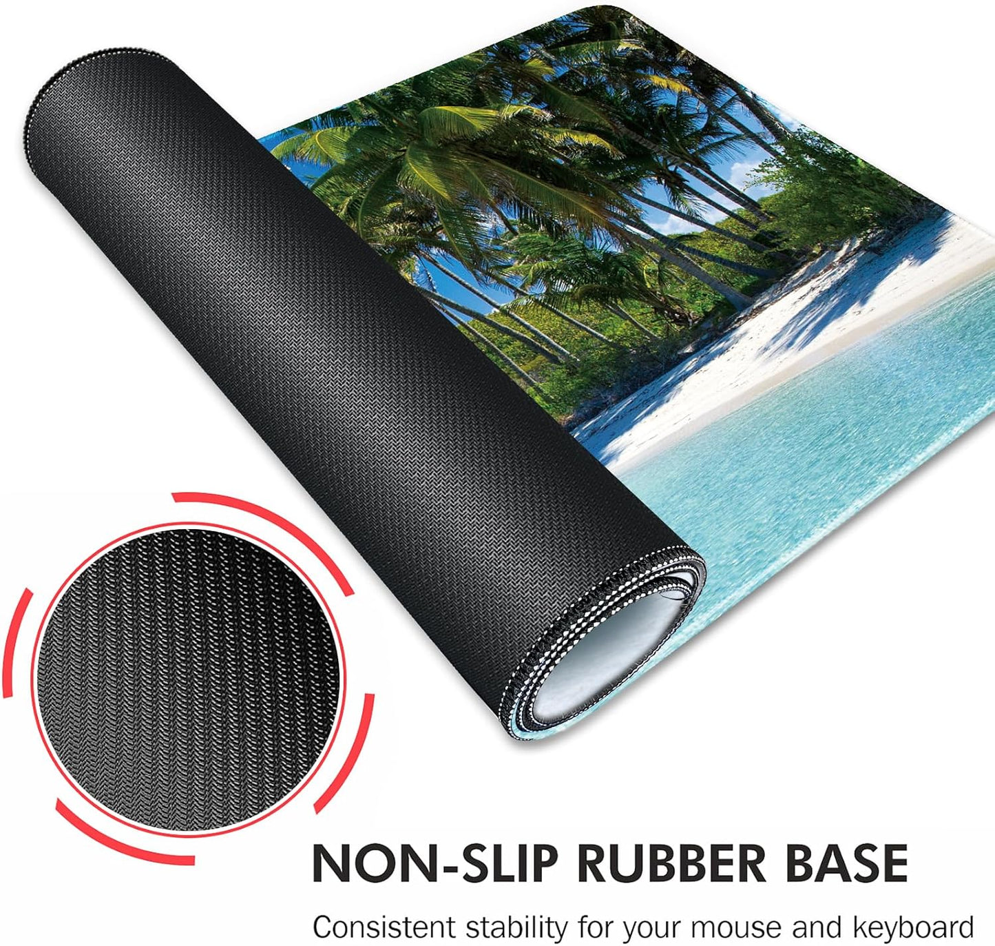 Galdas Gaming Mouse Pad XXL XL Large Long Extended Big Mousepad Non-Slip Rubber Keyboard Mouse Pad with Stitched Edges for Laptop Home Office (31.5x11.8x0.08 Inch) … (Beach 2025)