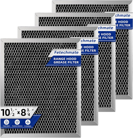 97007696 Charcoal Filter Replacement for Range Hood 41F Grease Filter 6105c 8-3/4" x 10-1/2" Aluminum Mesh Charcoal Carbon Filter Compatible with Most Brand Stove Vents -4 PACKS by Fetechmate
