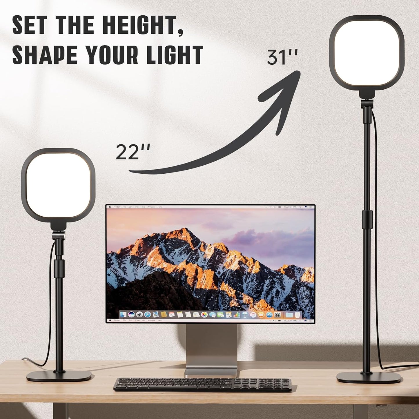 Desk Ring Light with Stand and Phone Holder, 3000K-6500K Dimmable Computer Ringlight for Laptop, Video Conference Light for Zoom Meeting, Video Calls, Webcam, Desktop Light for Video Recording