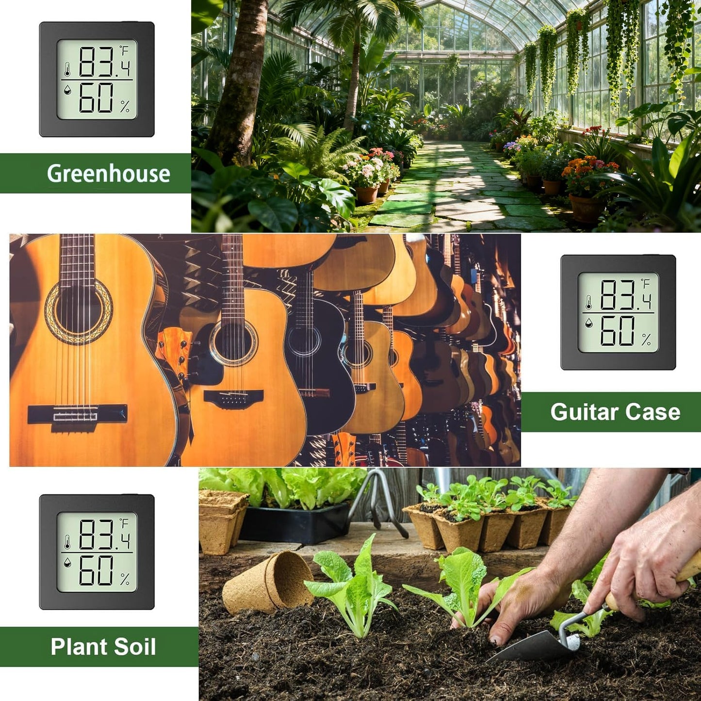 2 Pcs Digital Hygrometer Indoor Thermometer Humidity Meter Room Thermometer with Temperature and Humidity Monitor Mini Hygrometer Thermometers ℉/℃ for Greenhouse Cellar by QPEUIM