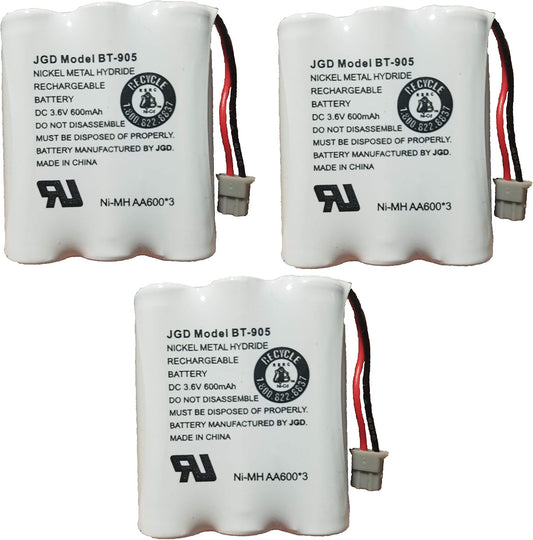 JGD BT-905 BT-800 BBTY0663001 Battery Compatible with Uniden BT905 BT800 BT-1006 BP-905 BBTY-0444001 BBTY-0449001 Panasonic P-P501 P-P508 AT&T 200 24032 Cordless Telephones (3-Pack)