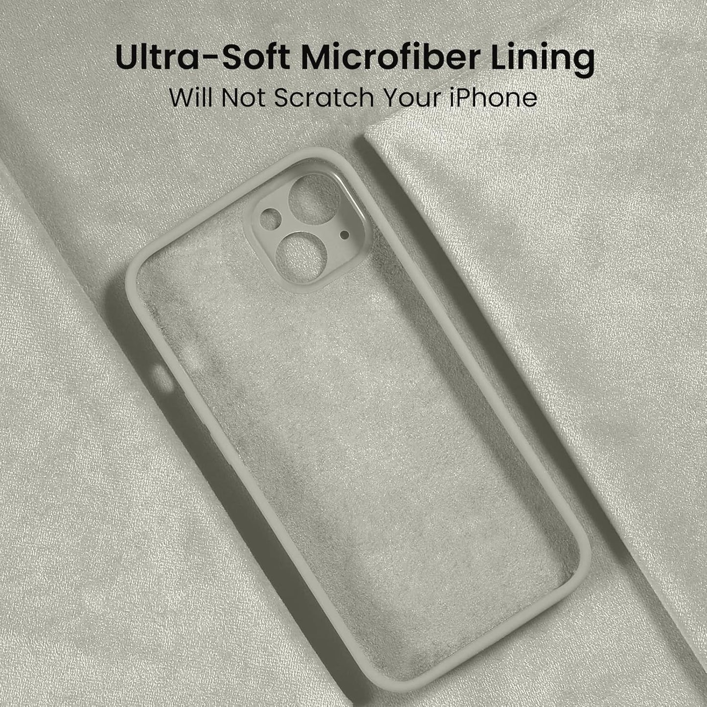 FireNova Designed for iPhone 14 Case, Silicone Upgraded [Camera Protection] Phone Case with [2 Screen Protectors], Soft Anti-Scratch Microfiber Lining Inside, 6.1 inch, Stone