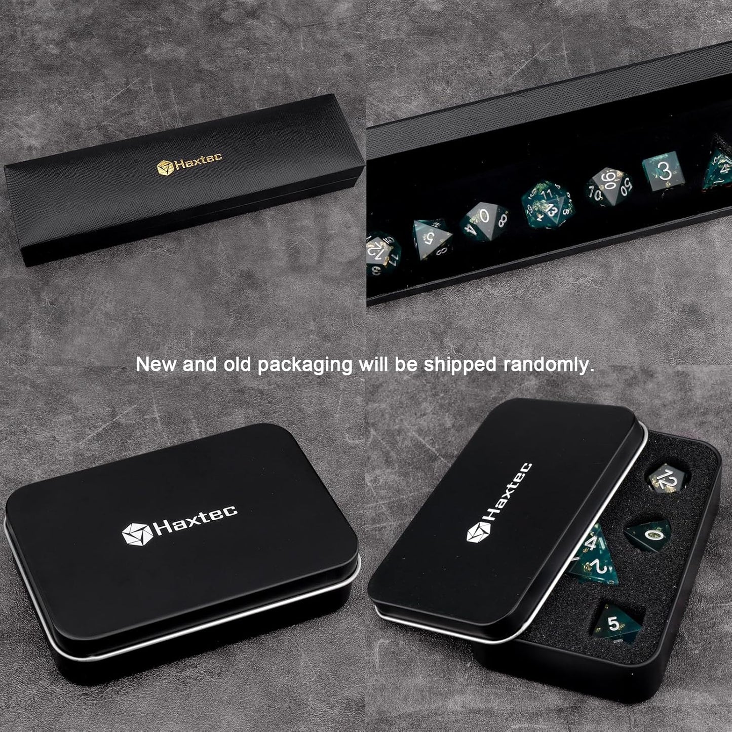 Haxtec Sharp Edge DND Dice Set Blue Black Resin Dice Gold Flakes D&D Dice for RPG Role Playing Games Compatible with Dungeons and Dragons Gift War Series