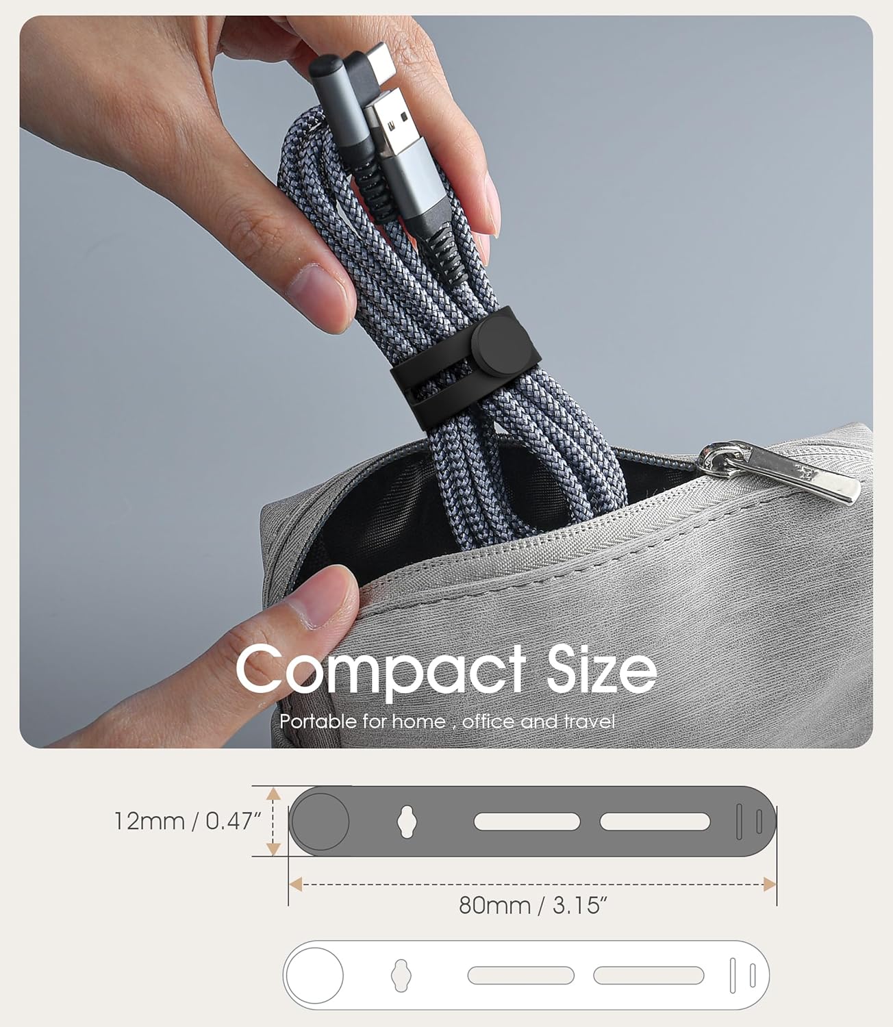 40Pcs Nearockle Reusable Cable Ties, Adjustable Silicone Cord Organizer Small Zip Ties for Charging Cords Earphone Computer Wire, Office Desk Cable Management Travel Accessories(White&Black)