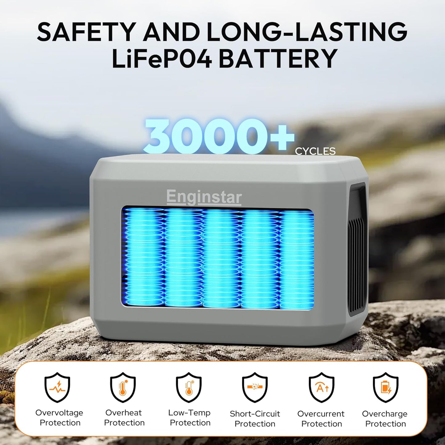 Enginstar Portable Power Station,Outdoor 99Wh LiFePO4 Battery,Solar Generator 100W Two-Way Fast Charging,Power bank for Camping, Traveling, Party and Emergencies