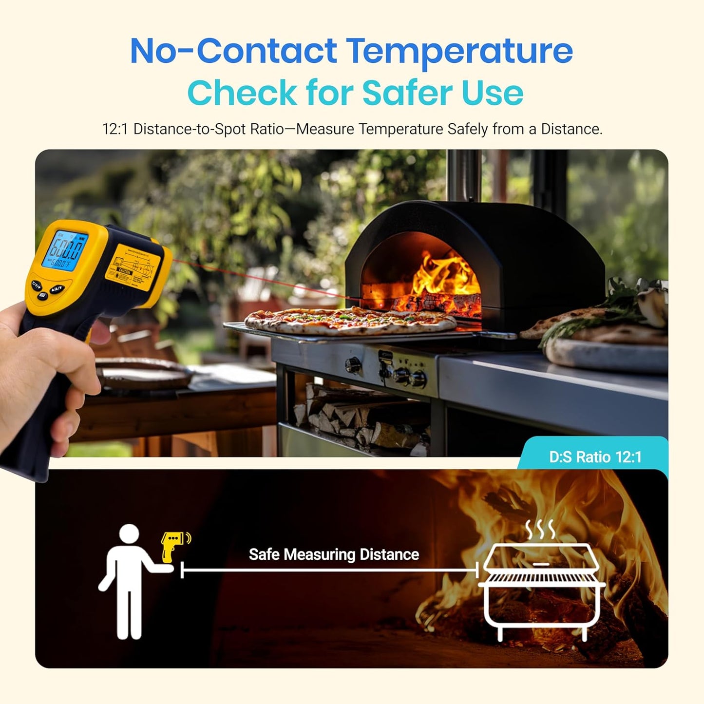 Etekcity Infrared Thermometer Laser Temperature Gun 774, Meat Food Candy Oven Thermometer for Griddle Accessories, Heat Gun for Cooking Refrigerator Tools, Yellow