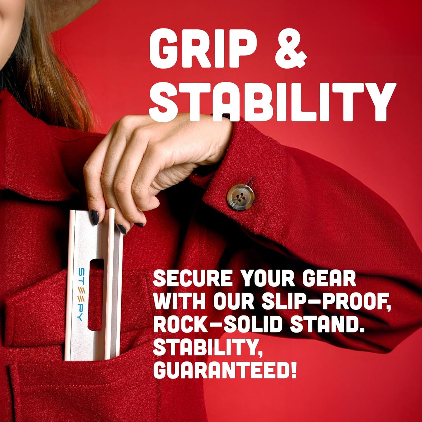 Steepy Portable Laptop Stand - 3 Height Adjustable Computer Stand for Desk