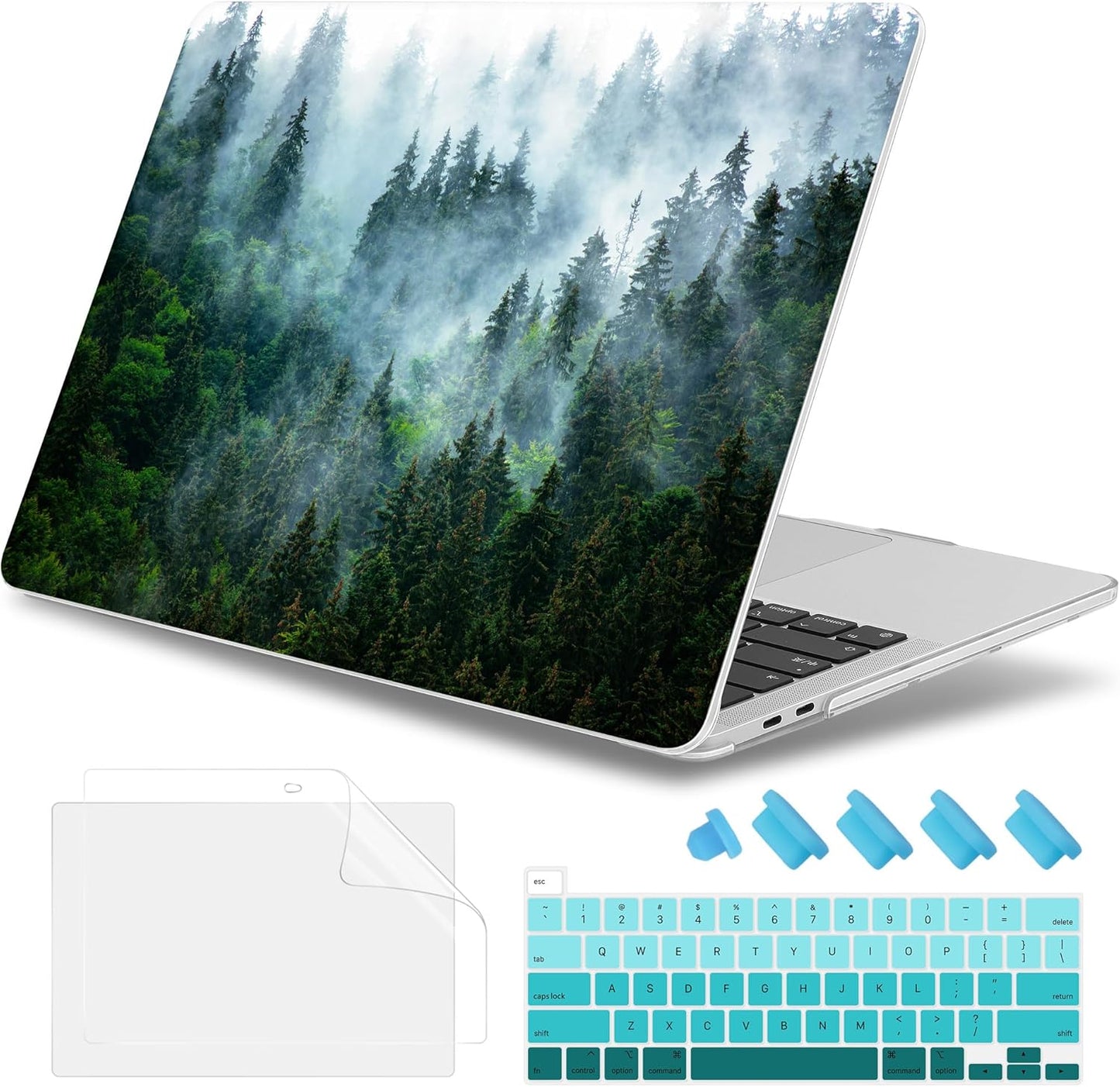 May Chen Compatible with MacBook Pro 13 inch Case 2022 2021 2020 Release Models A2338 M2 M1 A2251 A2289, Plastic Hard Shell Case for MacBook Pro 13 inch with Touch Bar Fits Touch ID, Forest