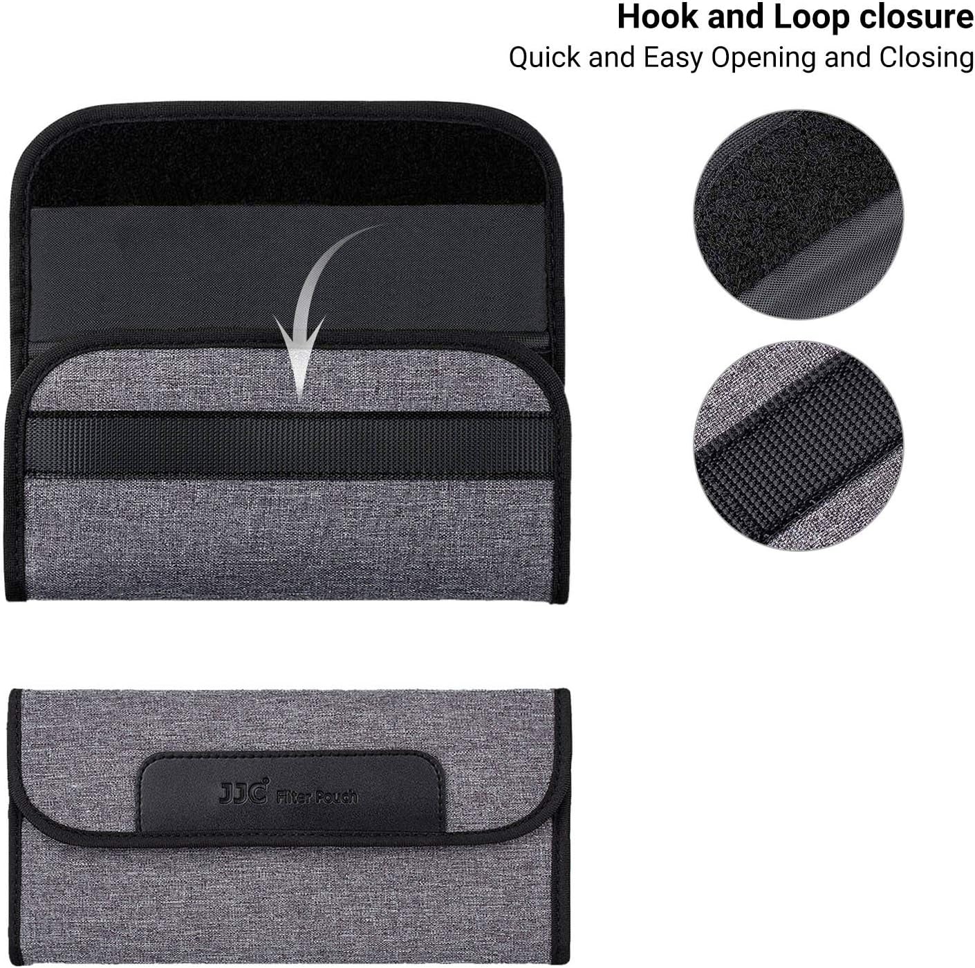JJC 4 Pockets Lens Filter Case for Filter Up to 82mm (37mm 40.5mm 43mm 46mm 49mm 52mm 55mm 58mm 62mm 67mm 72mm 77mm),Foldout Filter Pouch with Microfiber Cleaning Cloth,Photography Filter Holder Bag