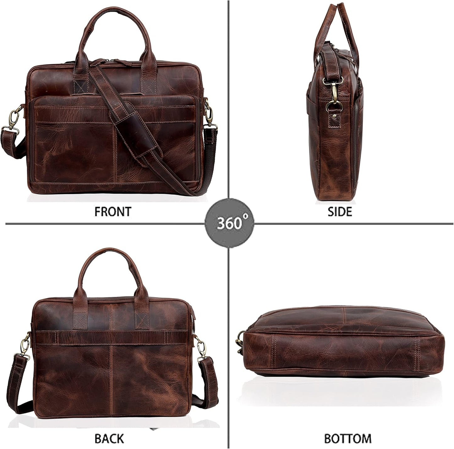 VC VINTAGE COUTURE Leather briefcase bag for men Leather Laptop Bags For Men and Women Travel Messenger Bag