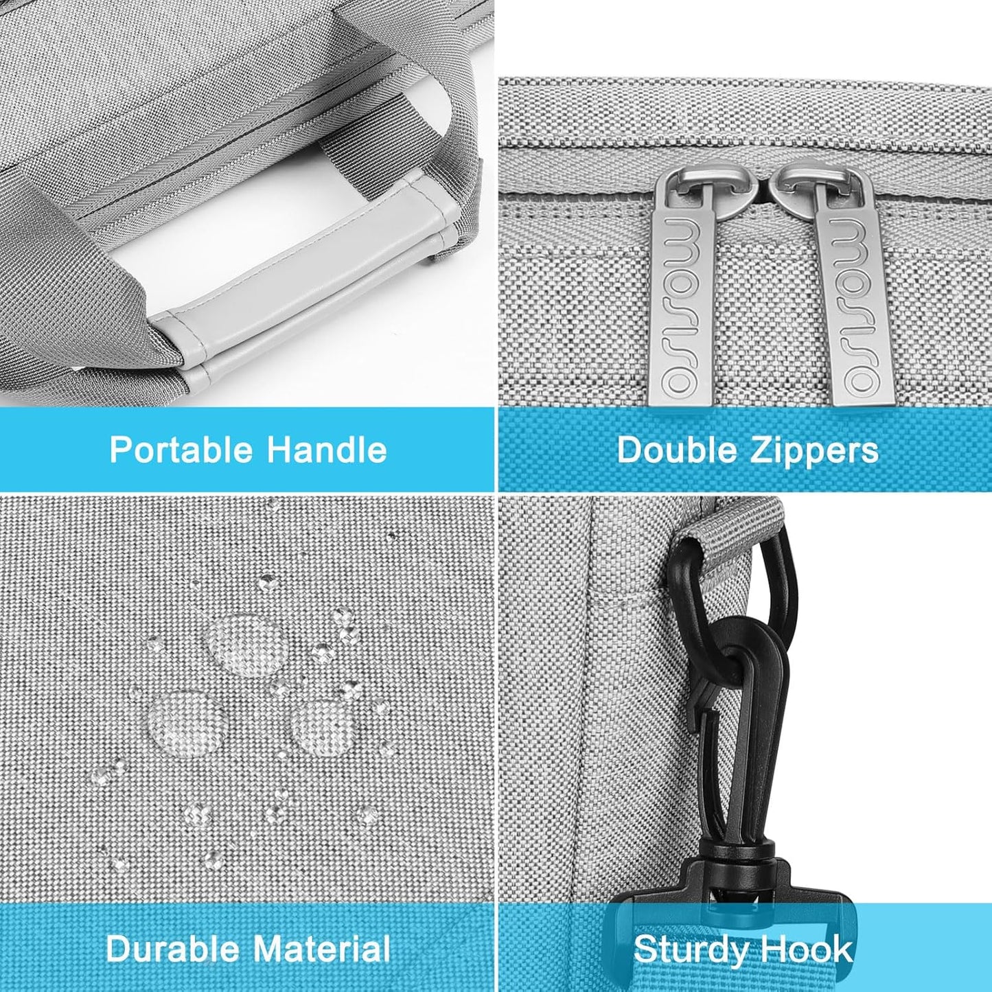 MOSISO Laptop Shoulder Bag, Computer Bag with 2 Raised&1 Flapover&1 Horizontal Pocket&Handle&Belt