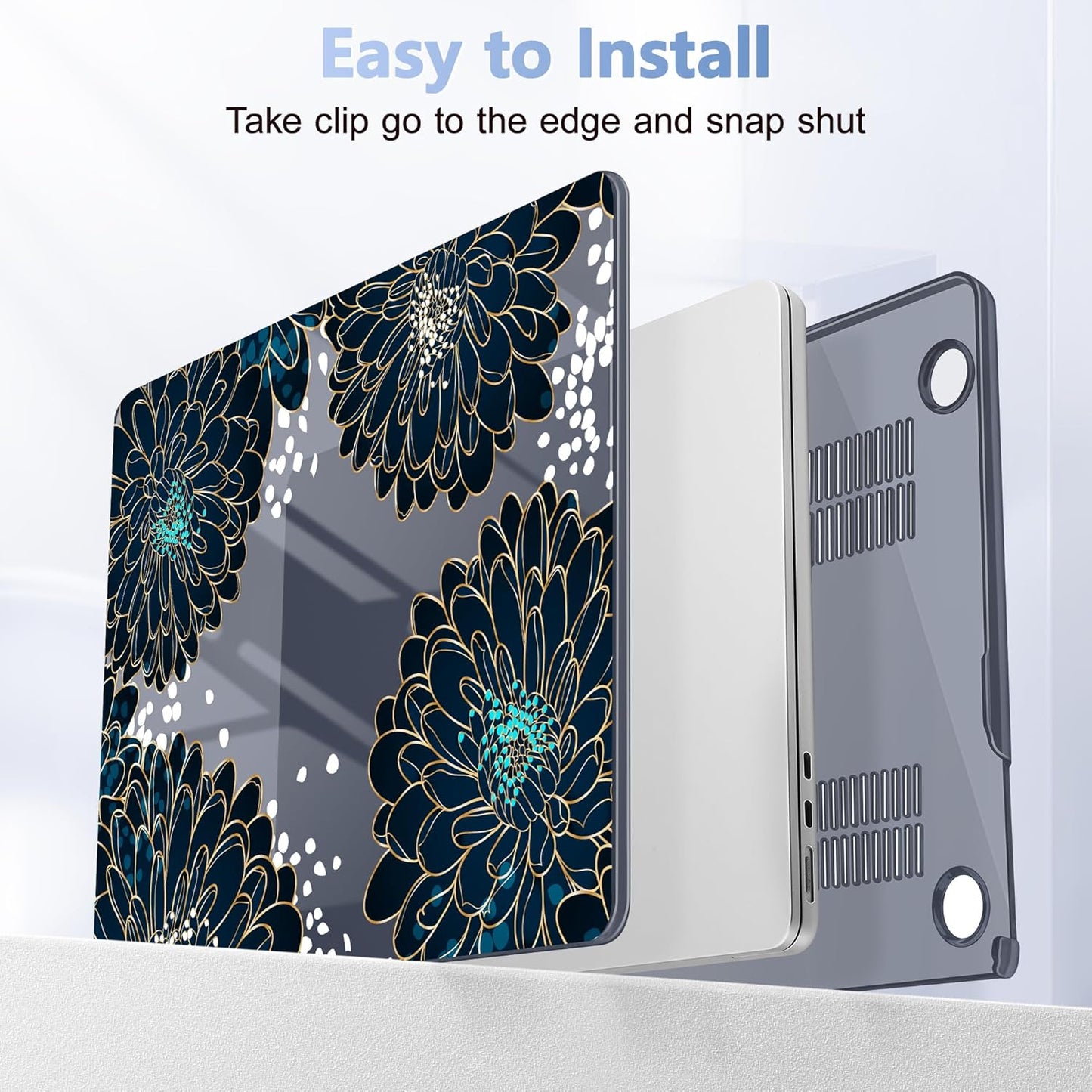 Case for MacBook Air 15 Inch 2025 2024 2023 Release M4 A3241 M3 A3114 M2 A2941, Hard Shell with Screen Protector & Keyboard Cover, Compatible with Touch ID, Luxury Floral