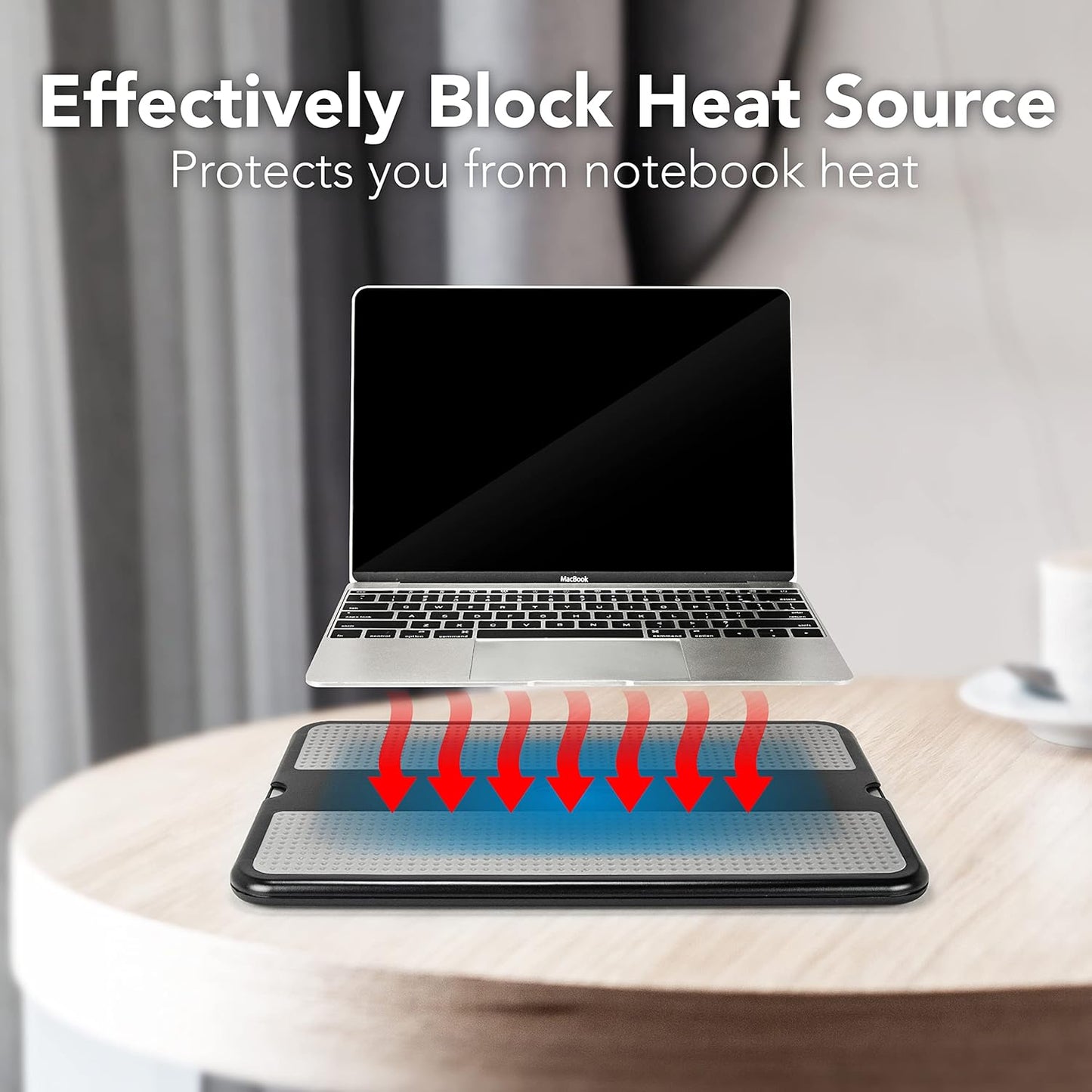 EHO Laptop Lap Pad - Laptop Stand Pad w Retractable Mouse Pad Tray, Anti-Slip Heat Shield Tablet Notebook Computer Stand Table w/Sturdy Stable Cooler Work Surface for Bed Sofa Couch or Travel