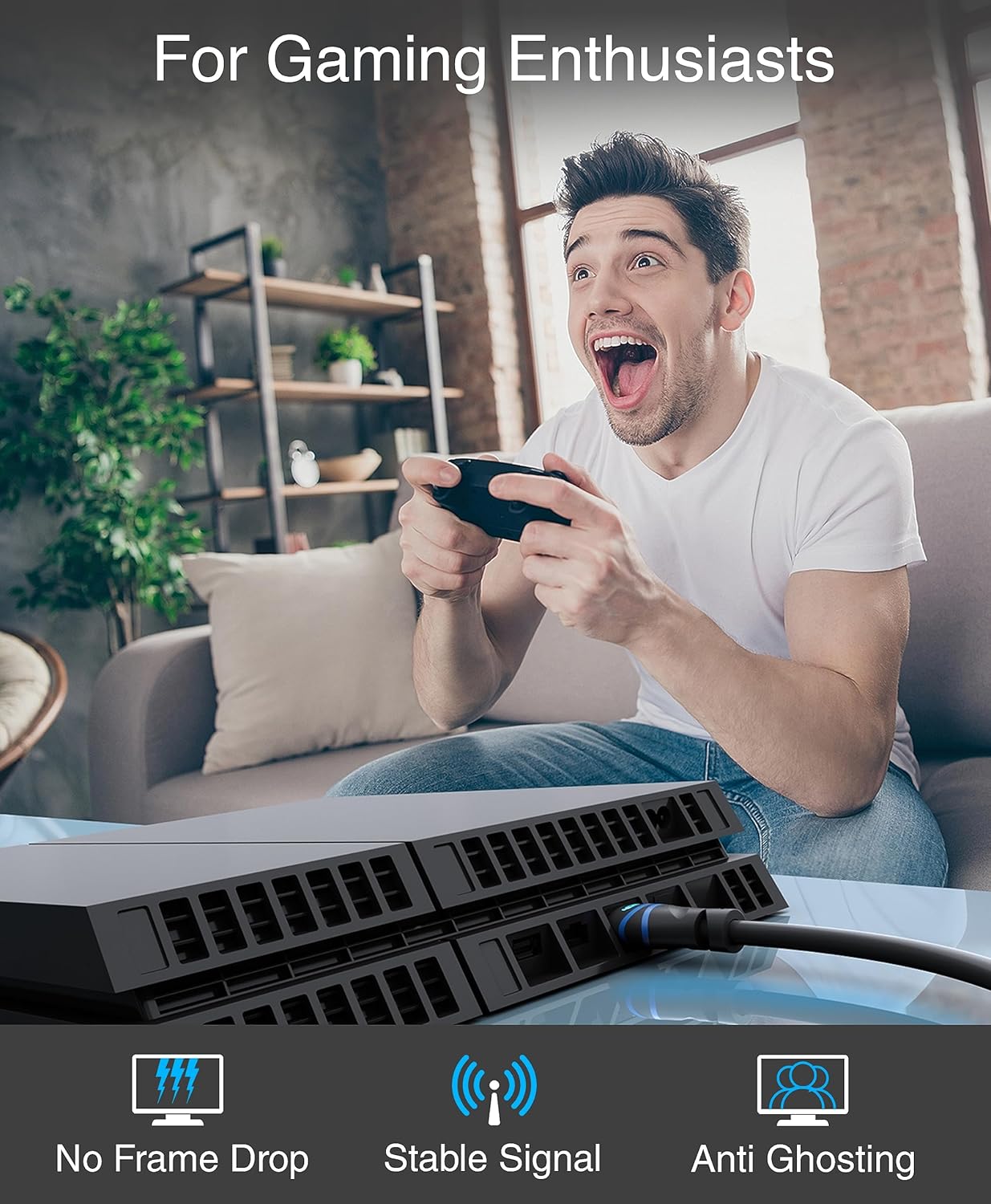 BlueRigger 8K HDMI Cable (3FT - 3 Pack, 8K 60Hz HDR, 4K 120Hz, High Speed 48Gbps with Ethernet, eARC, 3D, HDCP 2.3) - Compatible with PS5, Xbox, Roku, Apple TV, Switch, PC