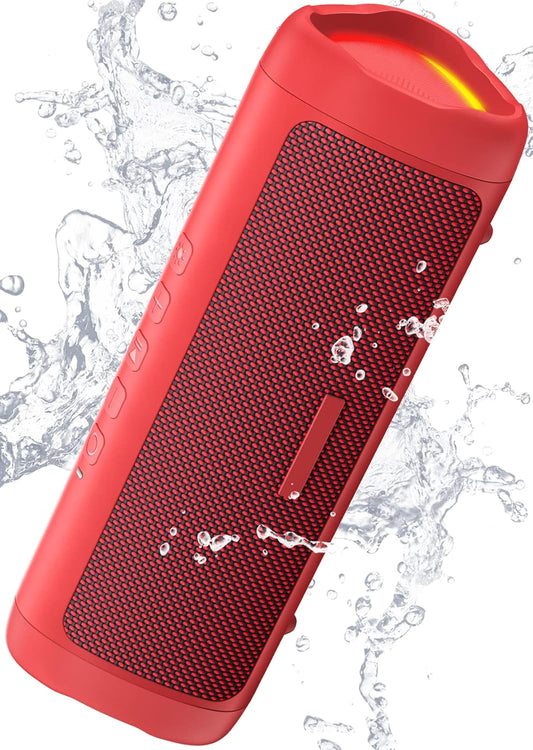 Bluetooth Speaker with HD Sound, Portable Wireless, IPX5 Waterproof, Up to 20H Playtime, TWS Pairing, BT5.3, for Home/Party/Outdoor/Beach, Stocking Stuffers, White Elephant Gifts for Adults (Red)