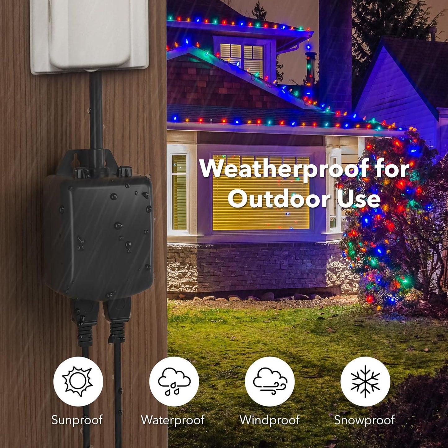 BN-LINK 7 Day Outdoor Heavy Duty Digital Programmable Timer, Outdoor Timer Outlet Waterproof, 2 Grounded Electrical Outlets for Christmas Lights, ETL Listed（2 Pack）