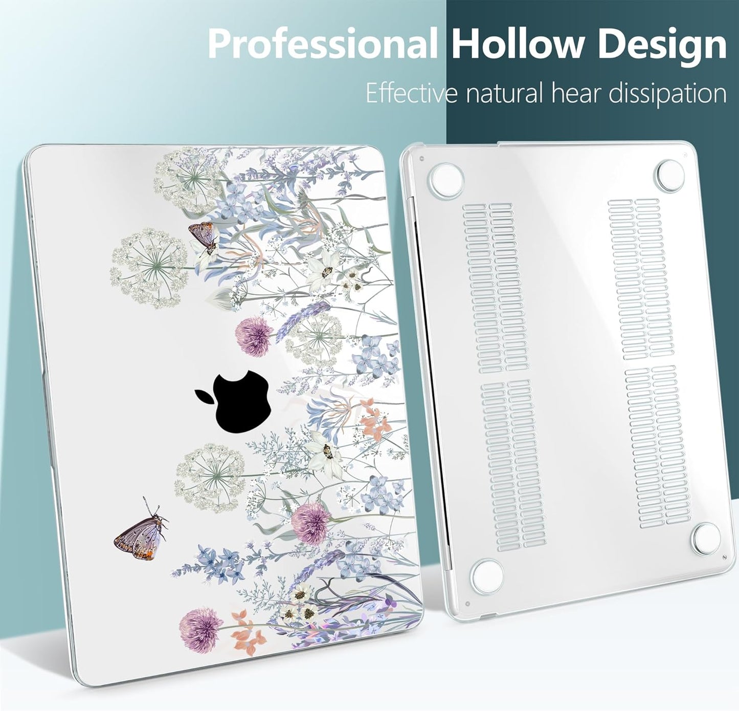 TWOLSKOO Compatible with M4 MacBook Air 15 inch Case 2025-2023 Released Model M4 A3241 M3 A3114 M2 A2941, Plastic Hard Shell & Screen Protector & Keyboard Cover & Type C Adapter, Dandelions