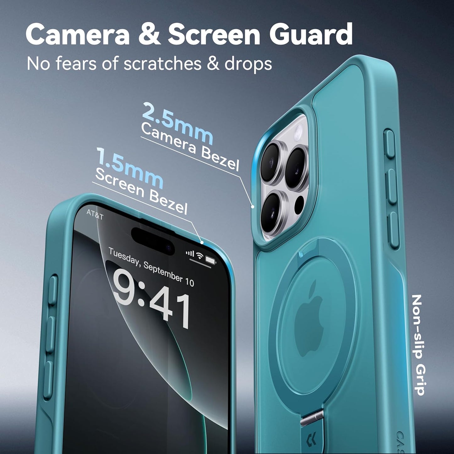 CASEKOO Designed for iPhone 16 Pro Max Case with Magnetic Invisible Stand [Military Drop Protection] [Compatible with MagSafe] Shockproof Slim Translucent Matte Promax Case 6.9 Inch, Teal