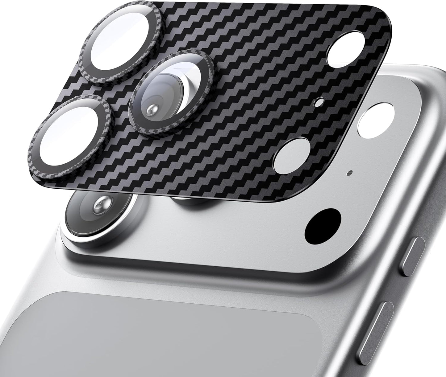 Hoerrye for iPhone 17 Pro Max Camera Lens Protector - [12FT Shatterproof Military Grade] [Strong Adsorption] Metal 9H+ Tempered Glass Camera Screen Full Cover Case Friendly,Carbon Fiber