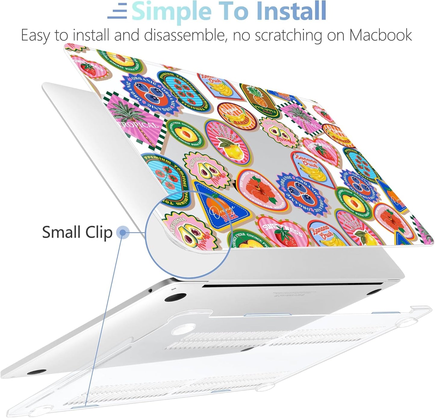 MEEgoodo Case for MacBook Pro 13 inch Case 2022 2021 2020 New A2338 M2/M1 A2251 A2289, Laptop Hard Shell with Keyboard & Camera Cover Compatible with 13 inch MacBook Pro, Fruit & Sticker