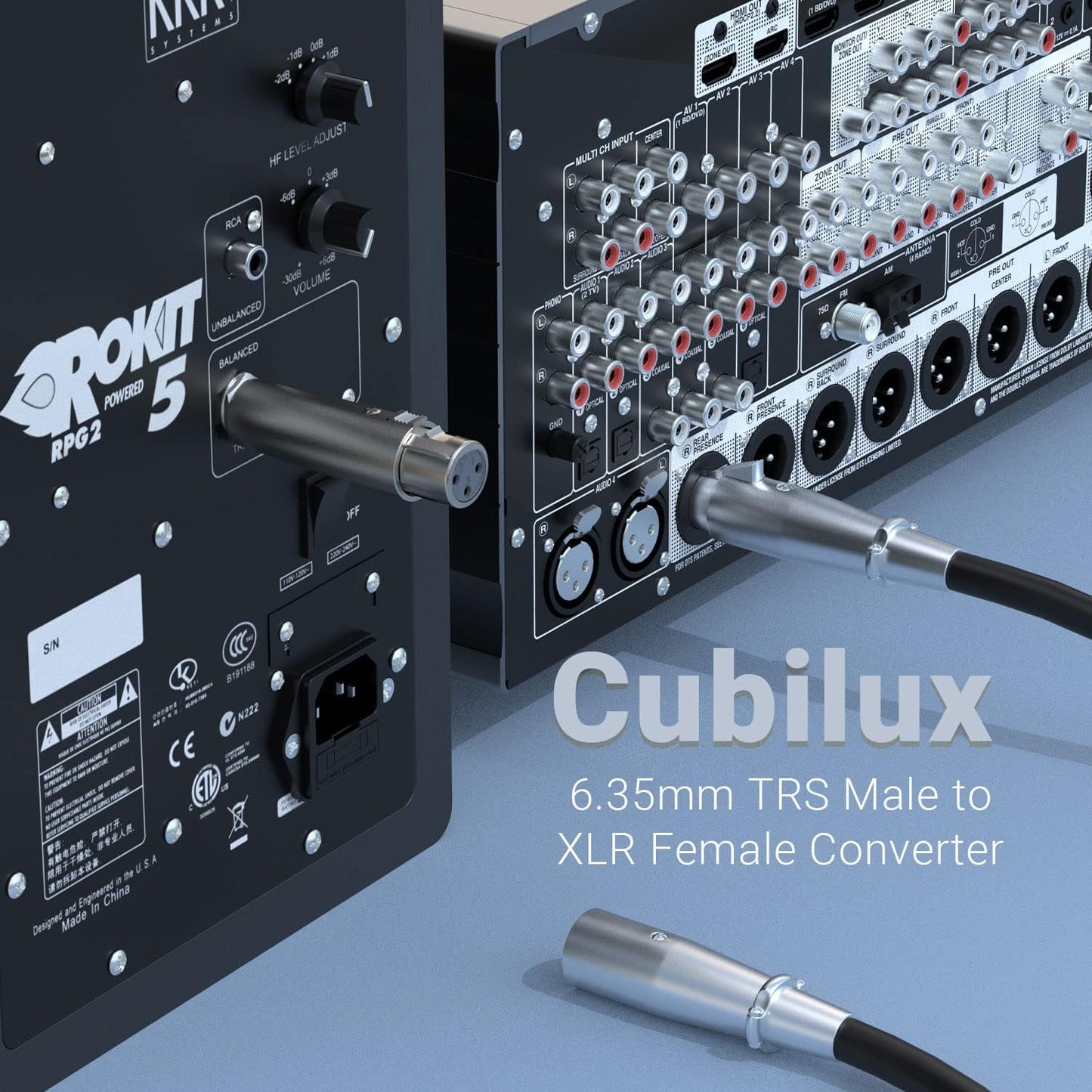 Cubilux Unbalance XLR Female to 1/4” TS Male Converter, XLR to 6.35mm(Quarter Inch) TS Mono Adapter for Guitar, Keyboard, Drum, Microphone, Power Amplifier, Mixer, Karaoke System, Speaker, 2-Pack
