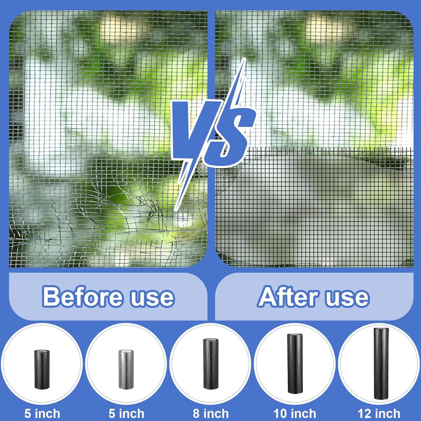 Extra Wide 8 inch x 20 ft Window Screen Tape Mesh Repair Strong Adhesive Waterproof Fiberglass Screen Repair Kit Patch for Window Door Tears Holes(Black)