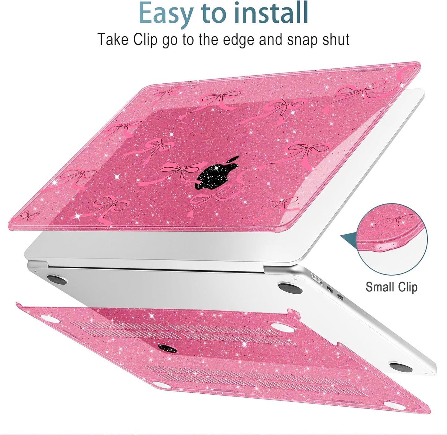 May Chen for MacBook Air 13.6 Inch Case 2025/2024/2023/2022 Release (Model A2681 A3113 A3240, M2 M3 M4 Chip) – Hard Shell Laptop Cover with Keyboard Cover & Screen Protector，Peach Bows