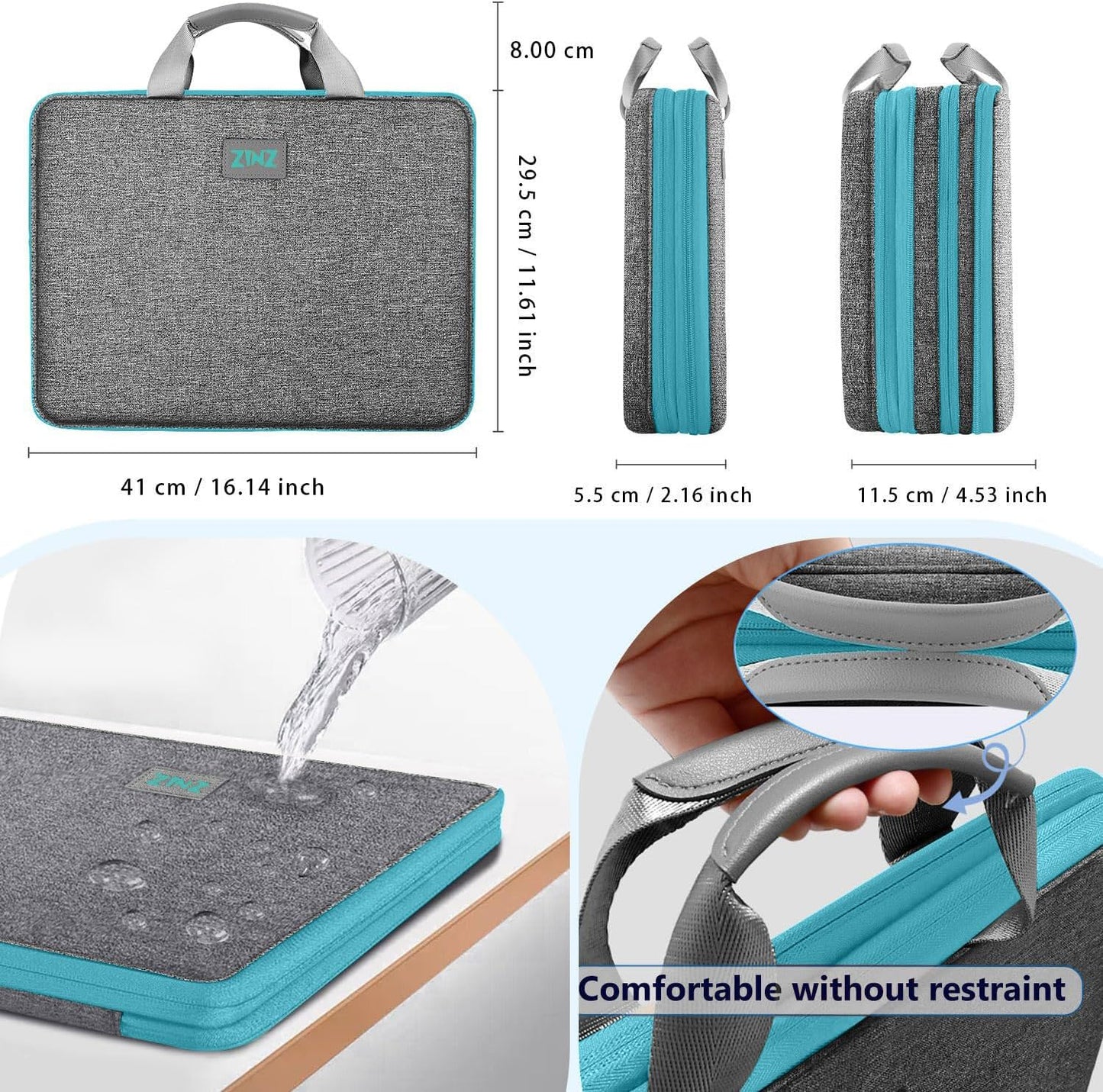 ZINZ Laptop Case Computer Sleeve Briefcase with Multi-pockets for 11.6 12.9 13 13.3 14 15 15.6 16 inch Notebooks