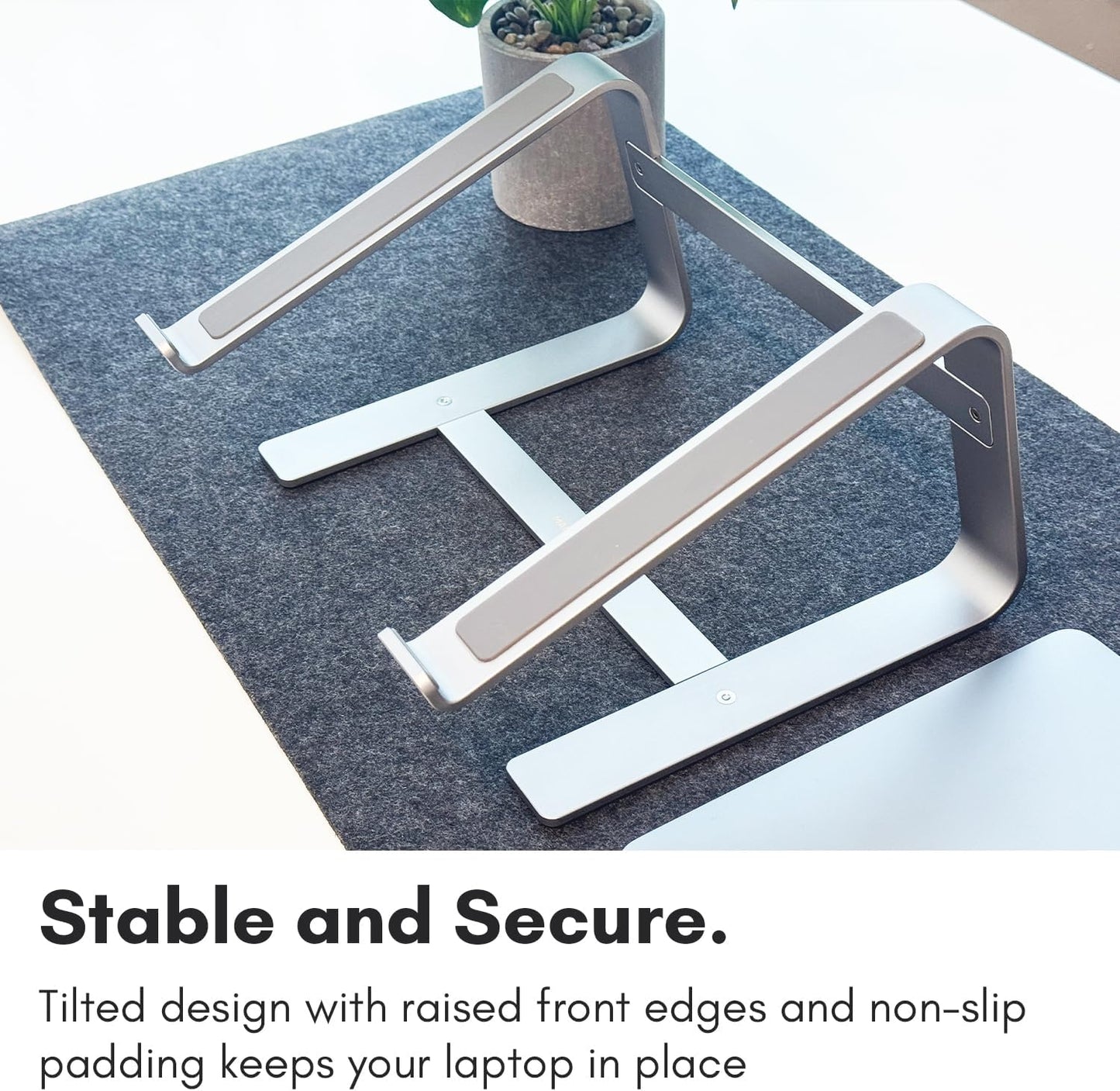 Macally Aluminum Laptop Stand for Desk - Works with All MacBook/Pro/Air & Laptops Between 10” to 17.3” - Sleek and Sturdy Laptop Riser - (ASTANDSG), Space Gray