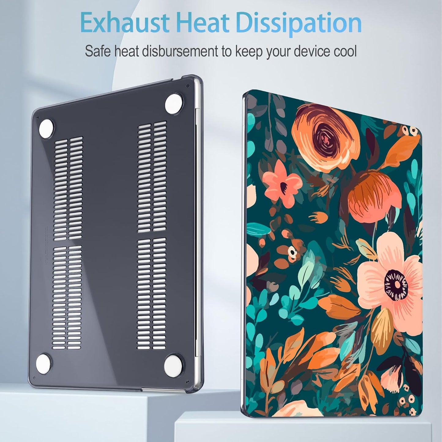 Mektron for 2025 M4 MacBook Air 13.6 Inch A3240 Case Fits 2023 A2681 M2 2024 A3113 M3 Chip with Liquid Retina Display Touch ID, Printed Plastic Hard Shell Cover for MacBook Air 13.6", Abstract Florals