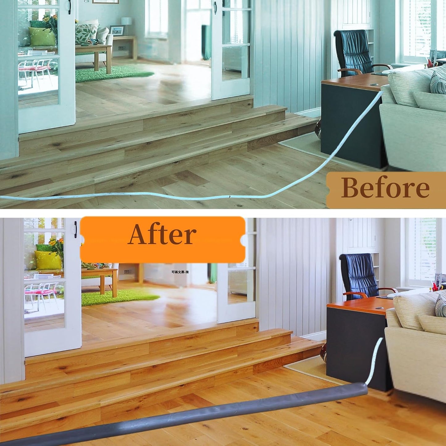 3.3ft Self Adhesive Floor Cord Cover,Heavy Duty Soft PVC Cable Protector and Extension Cord Hider,Cord Management System to Hide Wires on Floor,Cable Cavity:0.61" (W) x 0.32" (H) Brown