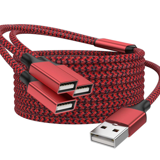 3.3FT USB Splitter 3 in 1 Out, A Male to 3 Female Extension Cable, USB Y Splitter Support Charging and Data Transfer for TV/PC/Laptop/MacBook/Keyboard/ PS4/ PS5/ Flash Drive/LED Etc.(Red)