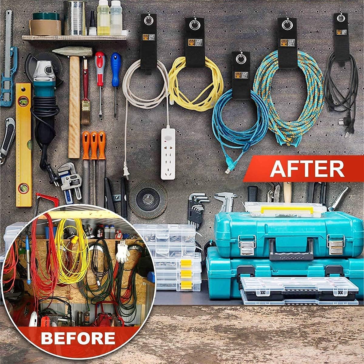 15PCS Heavy Duty Storage Straps - Garage Organization Tool Organizers and Fastening Straps - Cord Wrap Keeper, Cable Straps for Cords, Hoses, Rope, RV, Boat, and Garage Storage