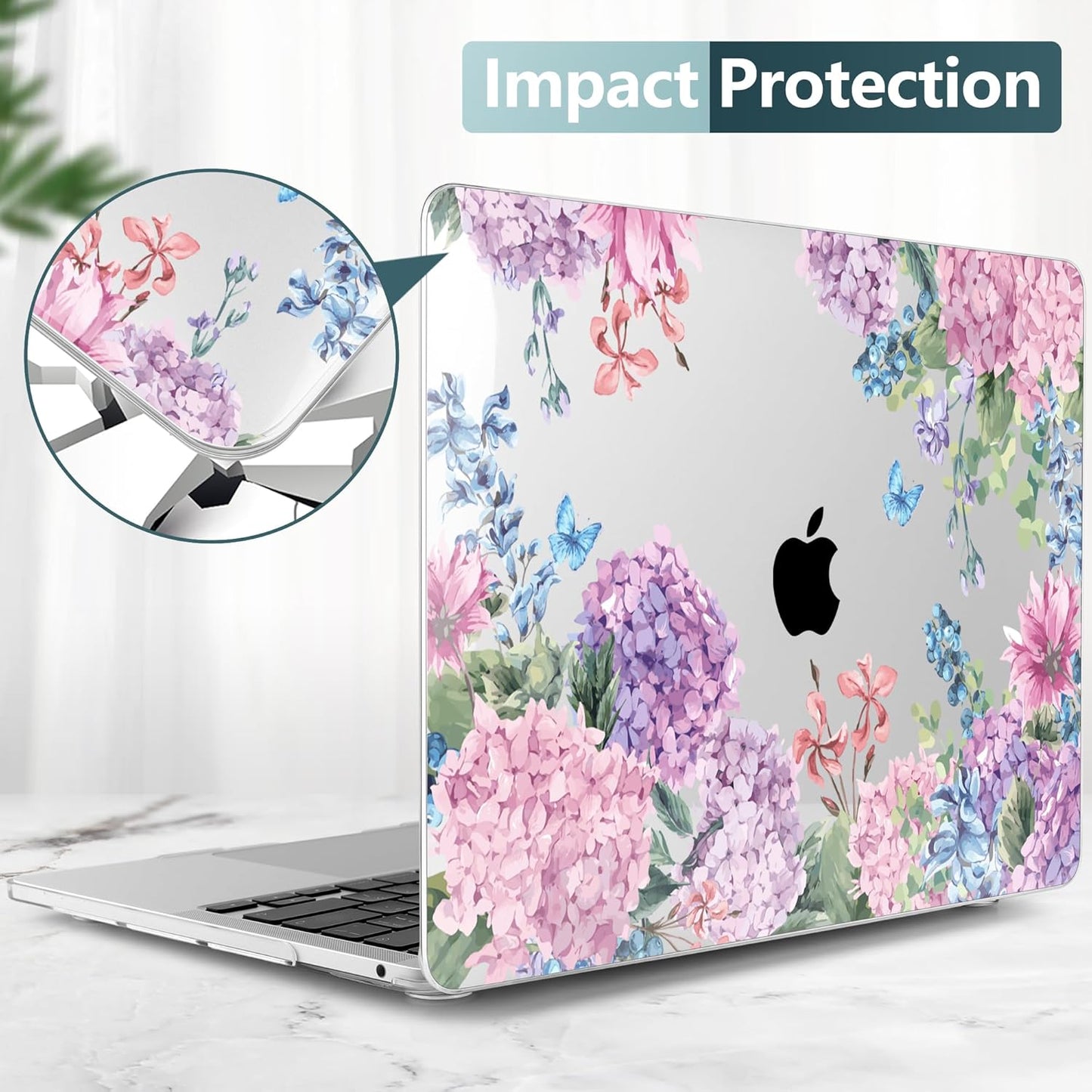 TWOLSKOO Compatible with MacBook Pro 13 inch Case 2023-2016 A2338 M2/M1 A2251 A2289 A2159 A1989 A1706, Plastic Hard Shell Cover & Keyboard Skin & Screen Protector, Colorful Hydrangea