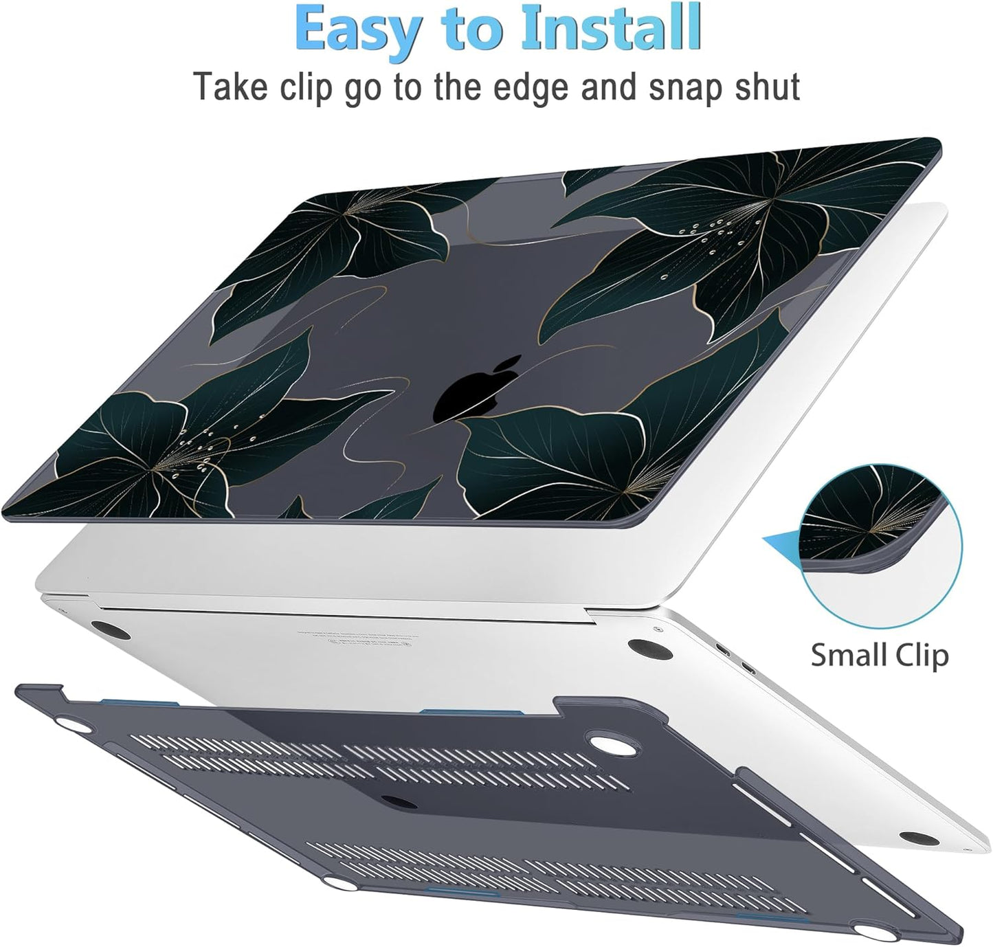 Mektron Case for MacBook Pro 16 Inch A2141 Cover 2019 Release 16" with Liquid Retina Display/Touch ID, Plastic Hard Shell with Keyboard Skin & Screen Protector & Dust Plug, Floral C218