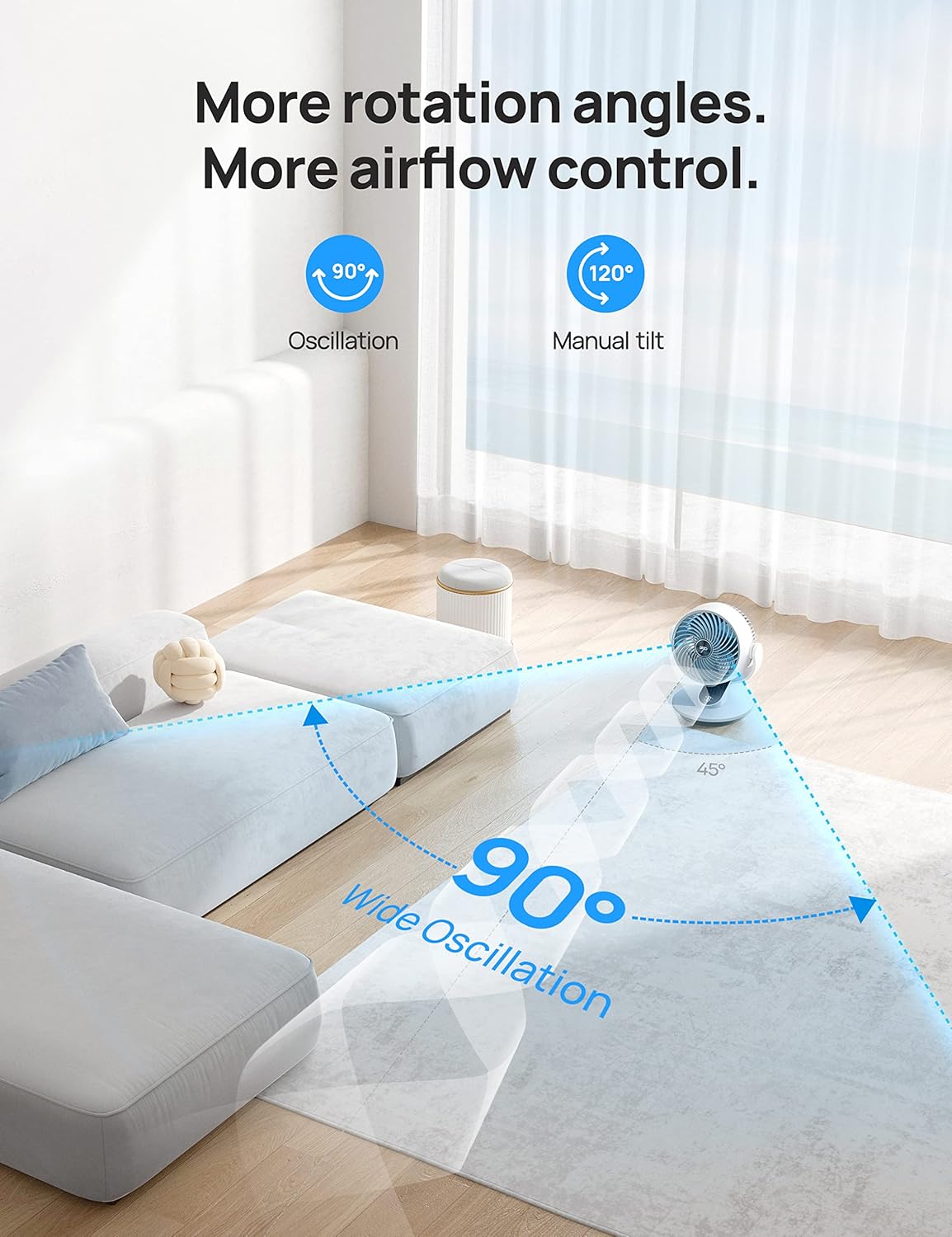 DREO Oscillating Fan for Bedroom, 13 Inch Quiet Table Fans for Home Whole Room, 70ft Powerful Airflow, Desk Air Circulator Fan with Remote, 120° Adjustable Tilt, 4 Speeds, 8H Timer, for Office Desktop