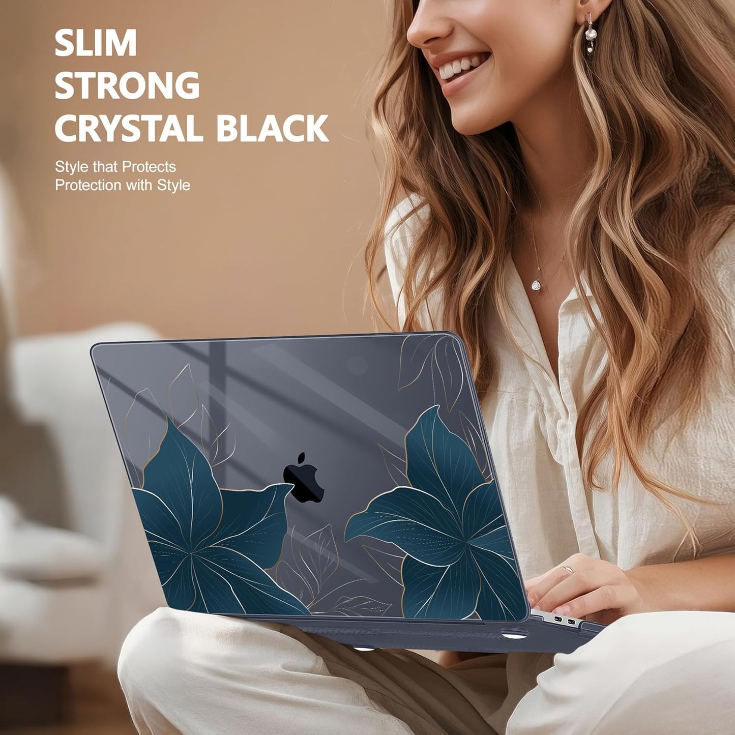 May Chen Case for MacBook Pro 13 inch M2 2023,2022,2021,2020 A2338 M1 A2251 A2289, Plastic Hard Shell Case for MacBook Pro 13" with Touch Bar Fits Touch ID, Golden Flowers