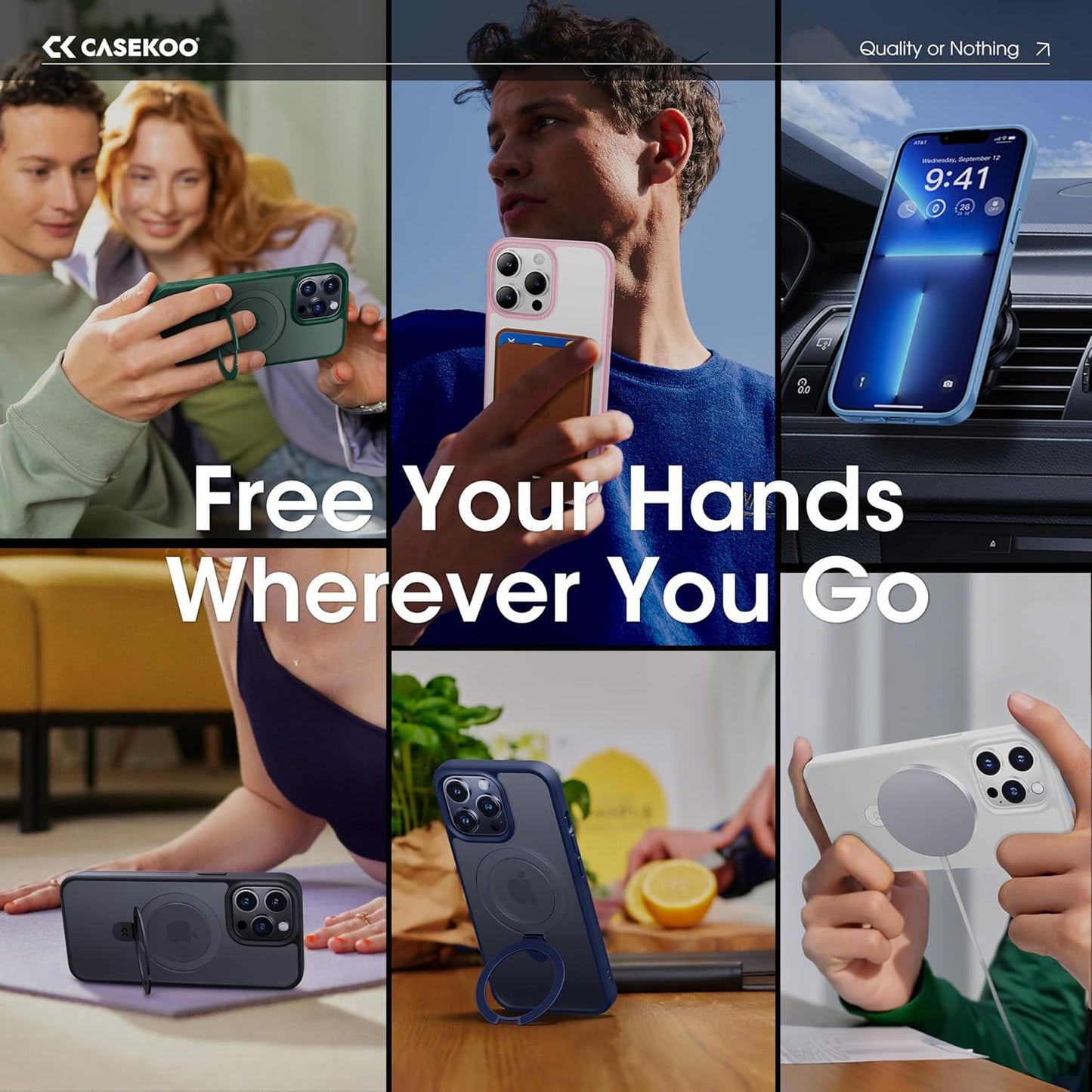 CASEKOO Designed for iPhone 13 Pro Max Case with Magnetic Invisible Stand [Military Drop Protection] [Compatible with MagSafe] Shockproof Translucent Matte Slim Promax Phone Cover 6.7", Blue