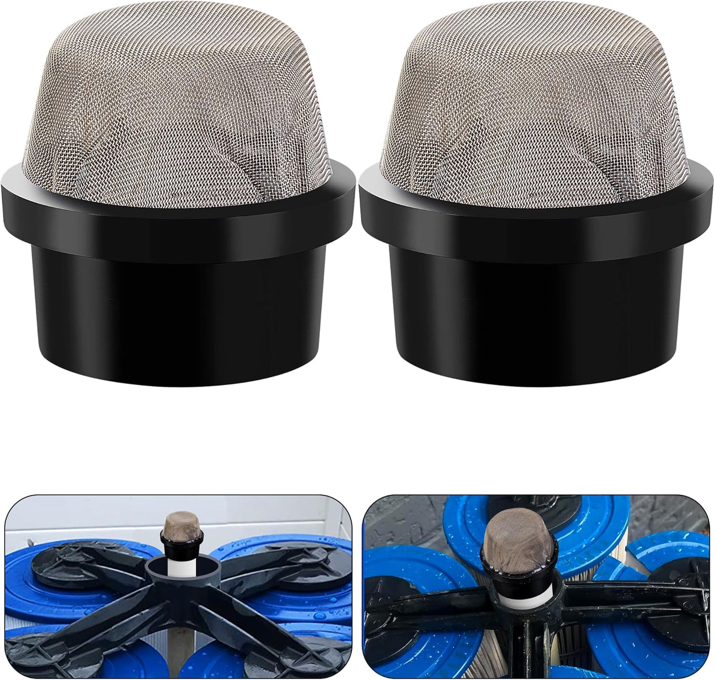 DECOHS 2 Pcs 190106Z Air Bleeder Screen Cap- Stainless Steel Screen Filter Cap Replacement Parts- Air Valve Strainer Cap for Most Pools Filters