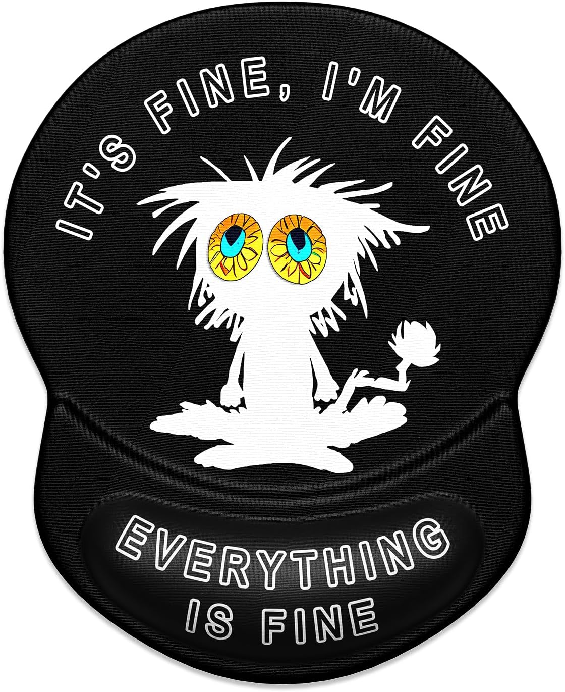 ITNRSIIET Ergonomic Mouse Pad with Gel Wrist Support Small Wrist Rest Smooth Surface Non-Slip PU Base Comfortable Office Supplies Pain Relief, 8.7 x 7.2 inches, Funny Cat