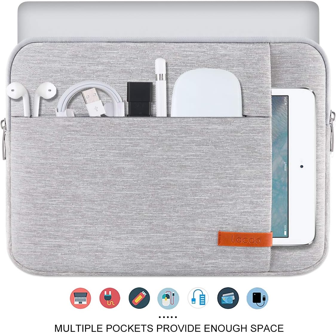 Lacdo Chromebook Case 11 Inch Laptop Sleeve for 11 Inch Acer HP Lenovo Dell Samsung ASUS Chromebook Spin 3 11, 13 inch New Surface Pro 11 Copilot+PC / 10 9 8 X, 11.6" MacBook Air Computer Bag, Gray