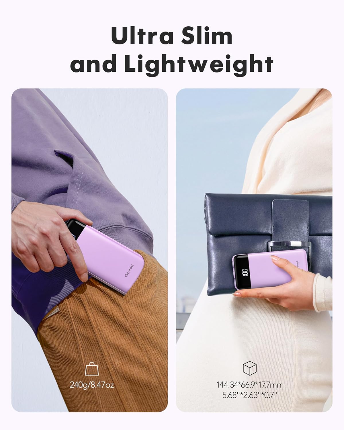 charmast Portable Charger with Built in Cables, Power Bank with Cords Wires, Slim 10000mAh Travel Battery Pack 6 Outputs 3 Inputs 3A Fast Charging for Samsung Google Pixel LG Moto iPhone iPad