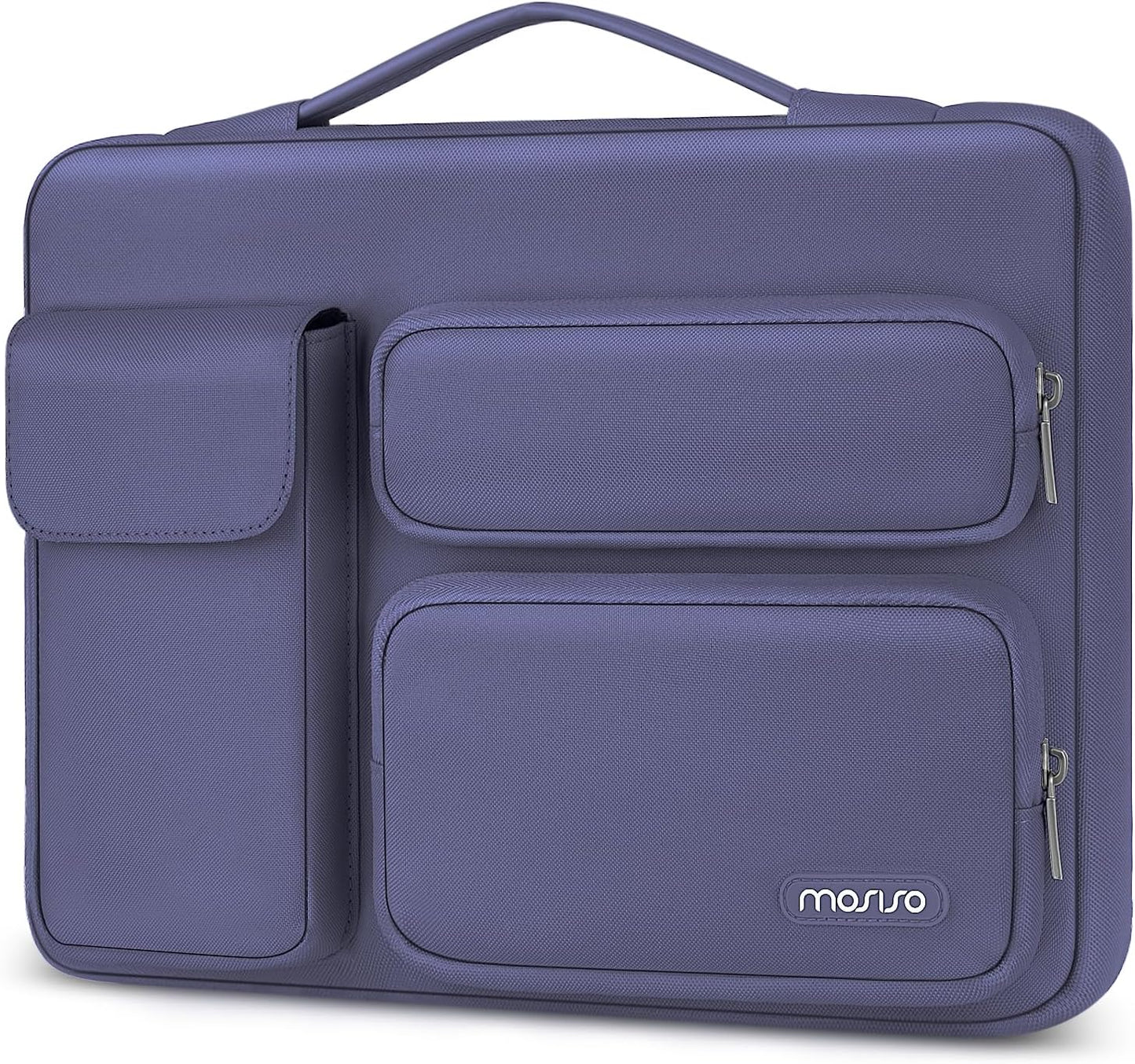 MOSISO 360 Protective Laptop Case 13.3 inch, 13-13.3 inch Laptop Sleeve Compatible with MacBook Air/Pro 13 / Pro 14, HP Dell ASUS Lenovo, Side Open Bag with 2 Raised&1 Flapover Pockets, Lavender Gray