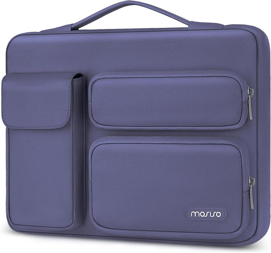 MOSISO 360 Protective Laptop Case 13.3 inch, 13-13.3 inch Laptop Sleeve Compatible with MacBook Air/Pro 13 / Pro 14, HP Dell ASUS Lenovo, Side Open Bag with 2 Raised&1 Flapover Pockets, Lavender Gray